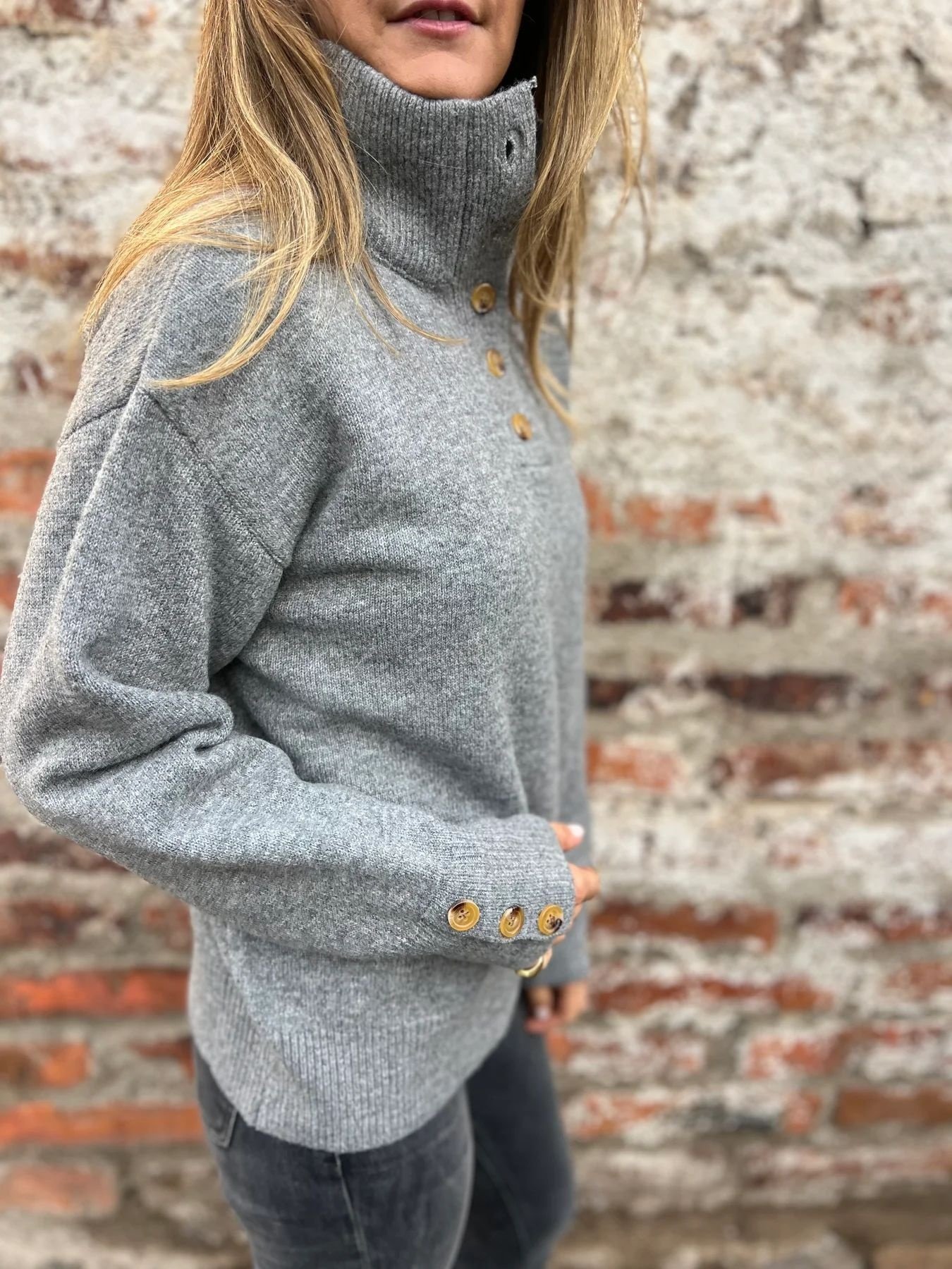 Damen Unifarben Nahtverarbeitung Winter Straße Langarm Stehkragen Baumwolle Pullover