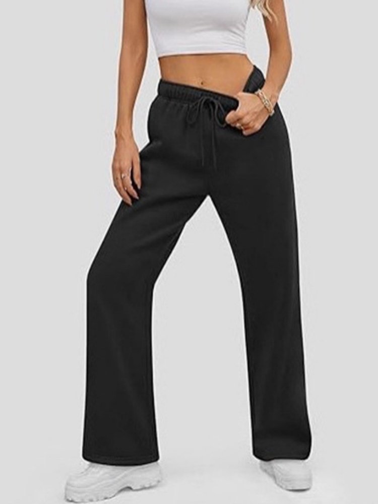 Damen Unifarben Lang Elastische Taille Hose Lässig Frühling/Herbst Hose