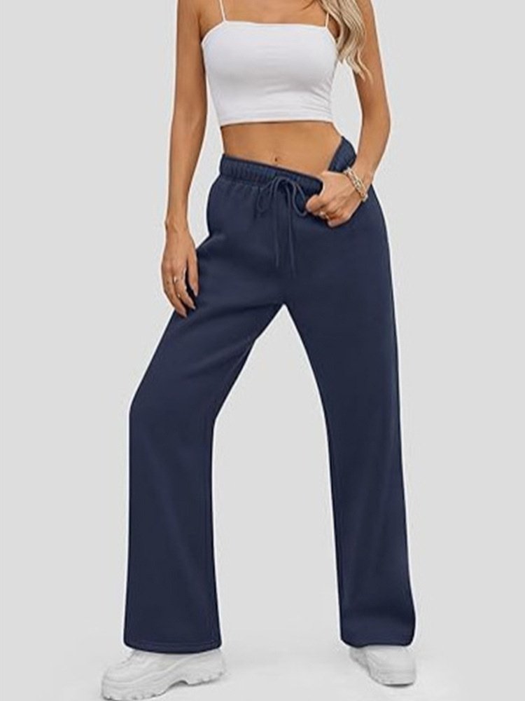 Damen Unifarben Lang Elastische Taille Hose Lässig Frühling/Herbst Hose