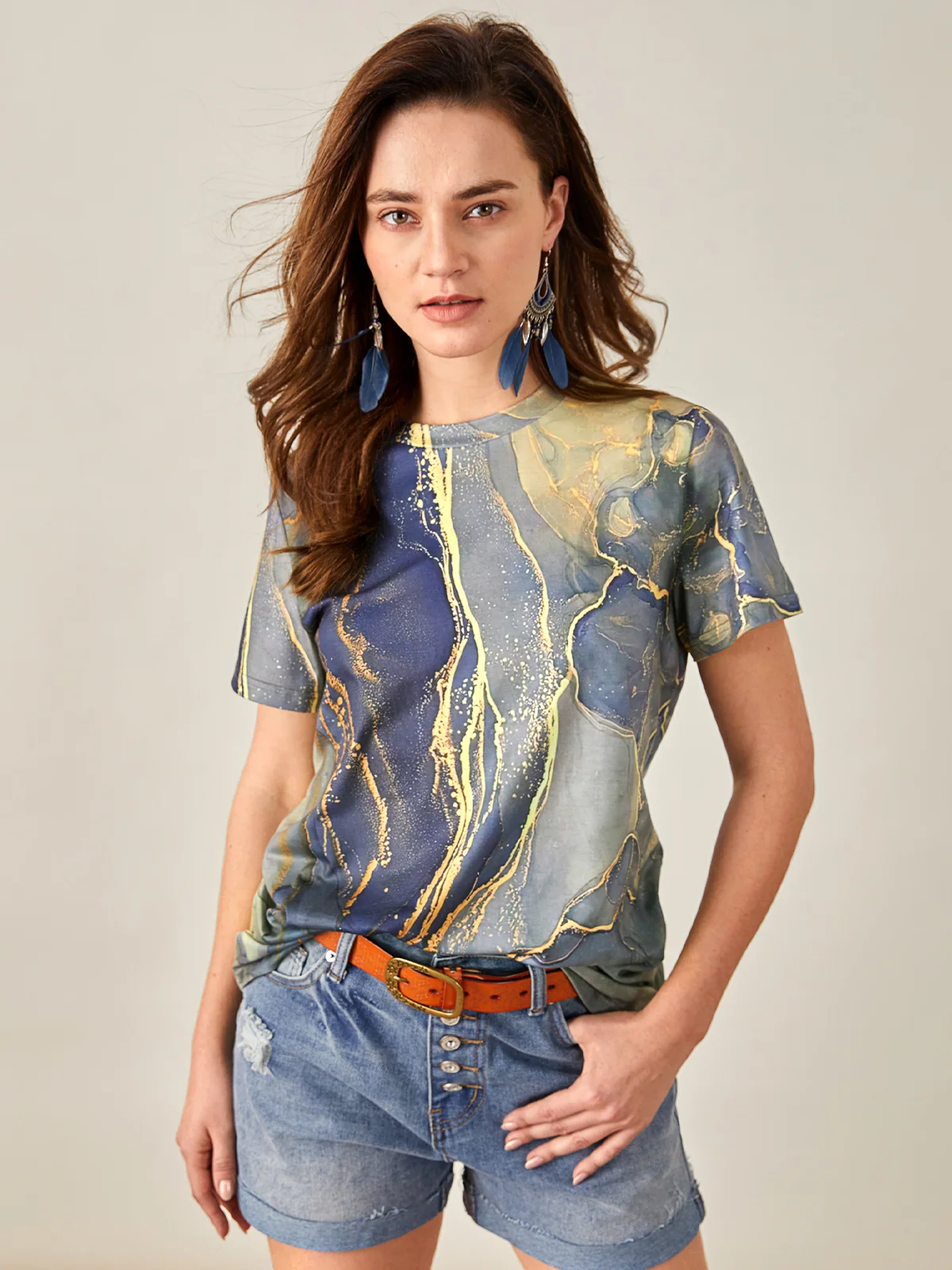 Marmor Getreide Locker Shirts & Blusen