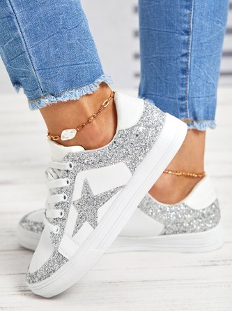 Silber Glitzernd Stern Sneakers
