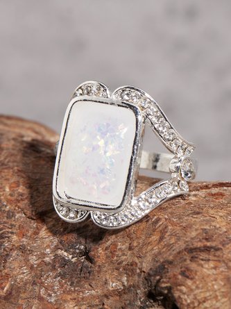 Lässig Opal Mondstein Diamant Ring Retro Ethnisch Damen Schmuck