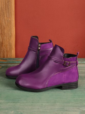 Retro Rund Blockabsatz Lässig Kurze Stiefel