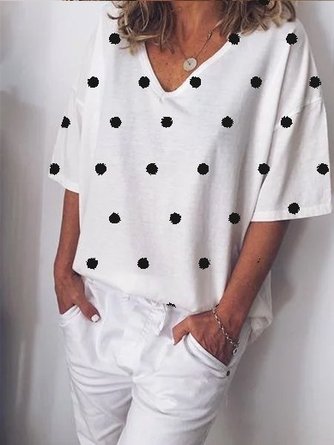 Runde Punkte Lässige Bluse T-Shirt