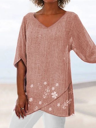 Große Größen Blumenmuster Sommer Bluse