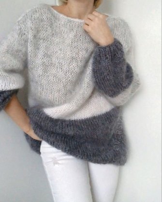 Gestrickt Rundhals Gestreift Langarm Pullover