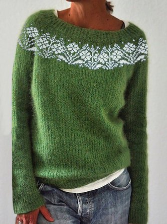Normal Baumwollmischung Jacquard Lässig Pullover