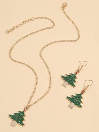 Weihnachtsbaum Einfache Ohrringe & Halskette