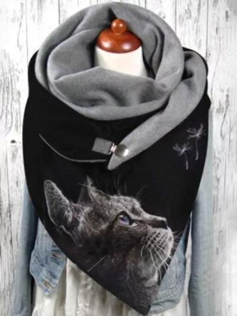 Lässiger Schal mit Katze Print aus Baumwolle
