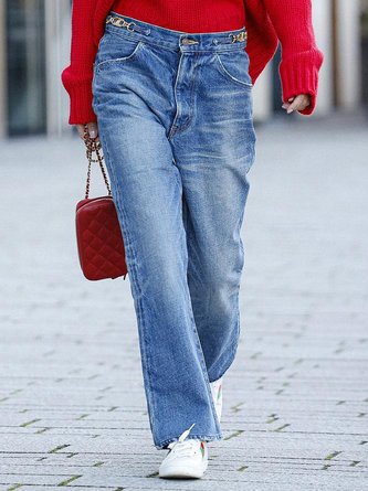 Baumwolle Unifarben Lässig Jeans