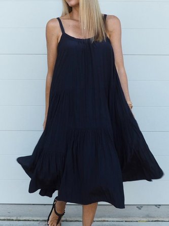 Locker Kurzarm Gewebe Kleid