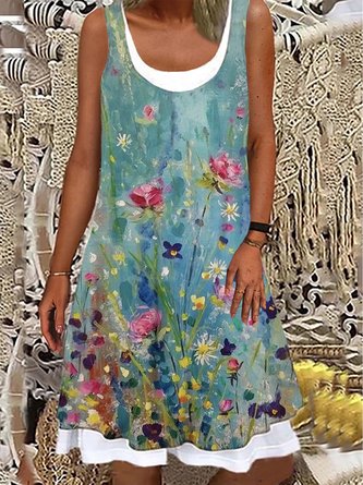 Locker Lässig Kurzarm Stricken Kleid