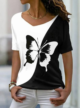 Schmetterling Lässig Regelmäßige Passform Kurzarm T-Shirt Bedrucken