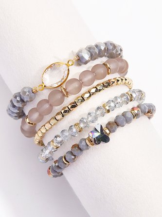 4 Stü Freizeit Blau Kristall Multilayer Armband Set