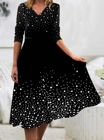 Urban Polka Dots Regelmäßige Passform V-Ausschnitt Kleider