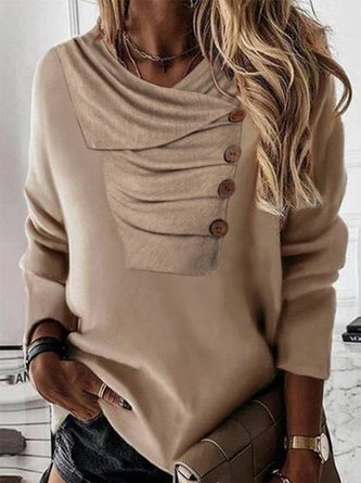 Lässig Unifarben Herbst Täglich Regelmäßig H-Linie Regelmäßig Mittel Elastizität Regelmäßig Größe Sweatshirts für Damen