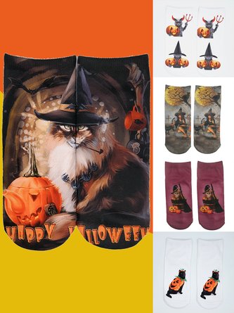 Lässig Alle Jahreszeiten Katze Baumwolle Print Atmungsaktiv Standard Knöchel Socken Regelmäßig Socken für Damen