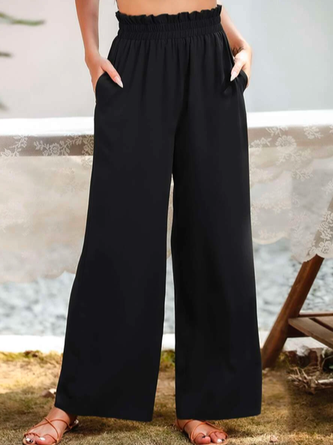 Unifarben Einfach Herbst Polyester Täglich Weit Legging H-Linie Regelmäßig Freizeithose für Damen