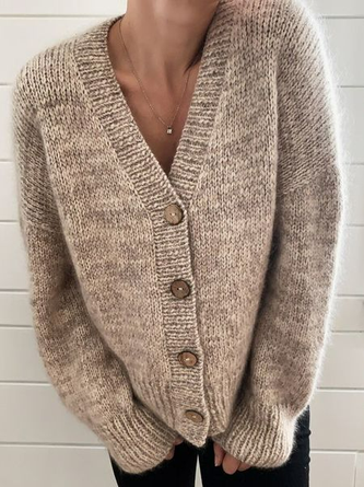 Lässig Unifarben Herbst Mikroelastizität Weit Langarm Wolle/Stricken Regelmäßig H-Linie Pullover Mantel für Damen