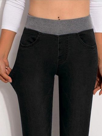 Lässig Elastische Taille Strecken Jeans