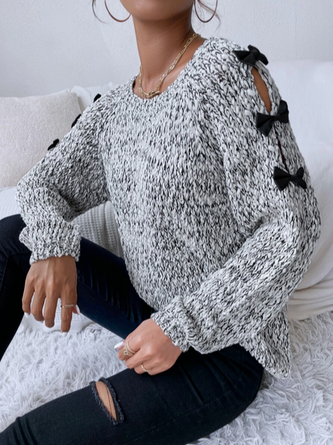 Gefleckt Stricken Schleife Seite Pullover