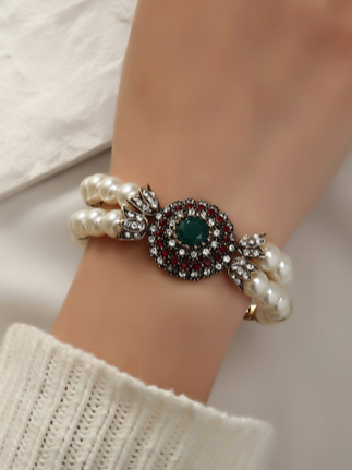 Retro Perle Perlen Diamant Geometrisch Muster Multilayer Armband Ethnisch Schmuck
