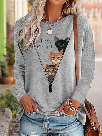 drei Katzen Sonde Weit Rundhals T-Bluse Bedrucken