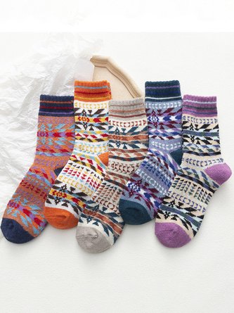 Lässig jeden Tag Ethnisch Muster Gestreift Baumwolle Socken