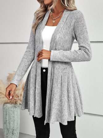 Unifarben Regelmäßige Passform Wolle/Stricken Pullover Mantel