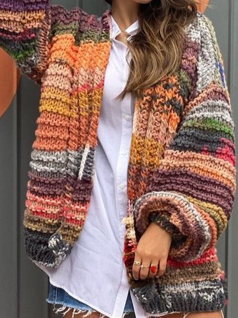 Wolle/Stricken Weit Lässig Pullover Mantel