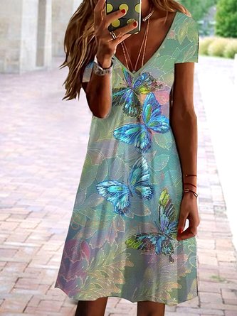 Schmetterling Lässig Gestrickt Kleid