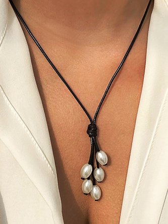 Böhmisch Urlaub Leder Perle Pendant Halskette Western Schmuck
