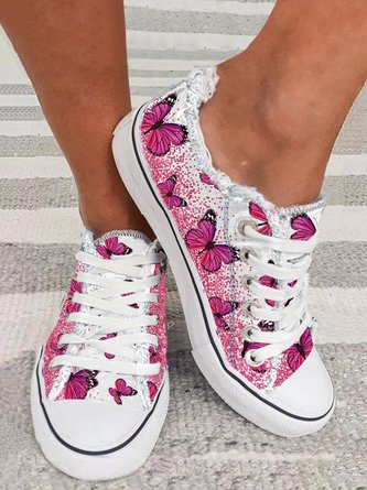 Pink Schmetterling Muster Lässig Slippers Segeltuch Schuhe