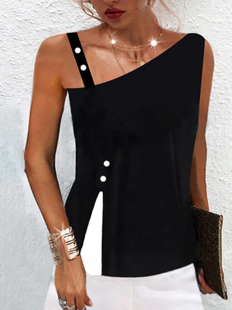 Asymmetrisch Regelmäßige Passform Urban Tanktop Oberteile