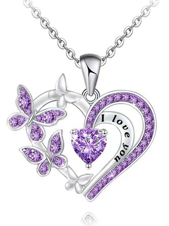I Liebe Sie Silber Schmetterling Herz Pendant Halskette Valentinstag Mutters Tag das Erntedankfest Geschenk Schmuck