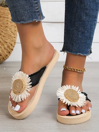 Urlaub Beige Sonnenblume Strand Zehentrenner