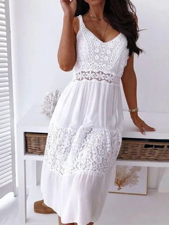 Elegant Spitze Regelmäßige Passform Kleid