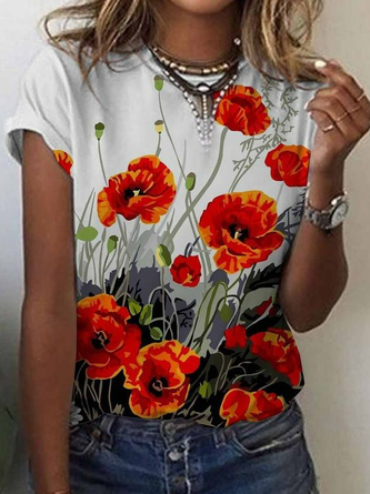 Rundhals Blume Urlaub T-Shirt