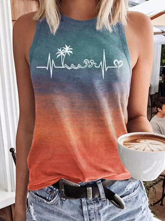 Lässig Neckholder Weit Farbverlauf Tanktop Oberteile