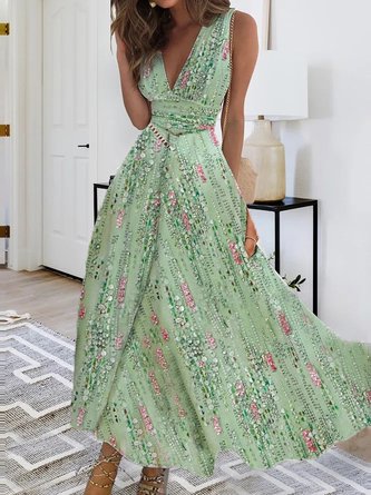 Polka Dots Elegant V-Ausschnitt Kleid mit Nein