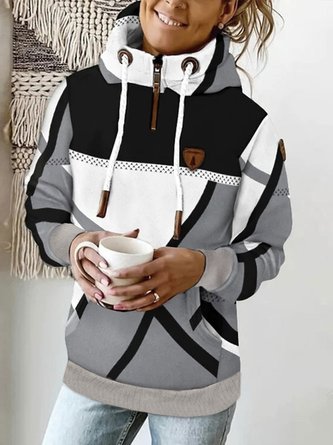 Farbblock Weit Stehkragen hoodie bedrucken Sweatshirts