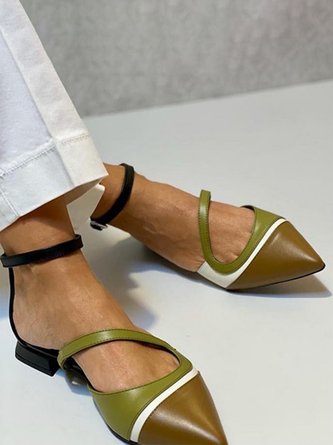 Damen Fashion Urban Spitz Kontrast Farbe Zurück leeren Schuhe