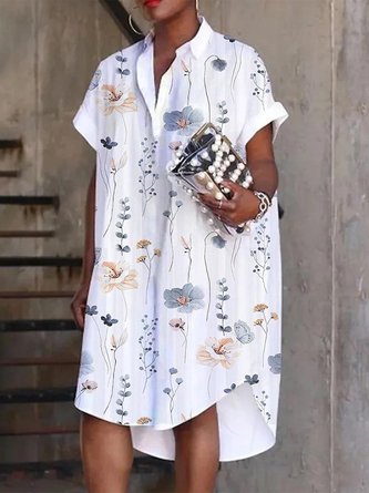 Weit Lässig Schalkragen Kleid