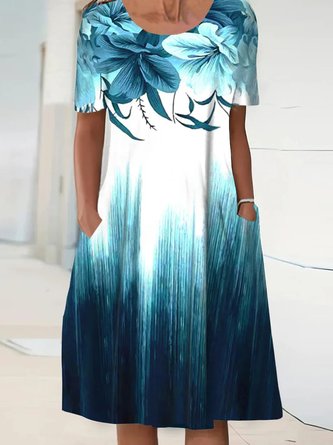 Damen Farbverlauf Weit Freizeitkleid
