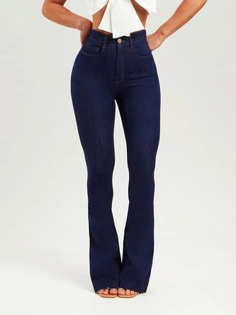 Damen Urban Lässig Tailliert Mikro Strecken mit Geradem Bein Jeans