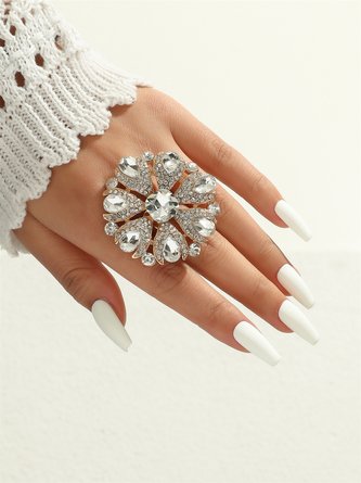 Luxuriös Party Strass Blume Ring