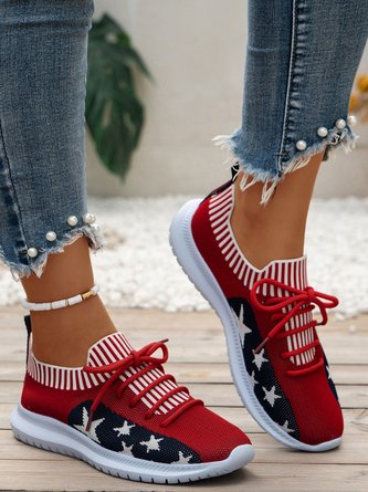 amerikanisch Flagge Grafik Tag der Unabhängigkeit Stoßdämpfend Hoch Strecken fliegen Stricken Sneakers