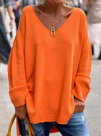 Lässig Regelmäßige Passform Unifarben Wolle/Stricken Pullover