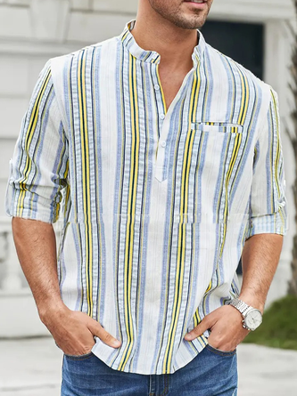Weit Hemdkragen Urban Gestreift Bluse