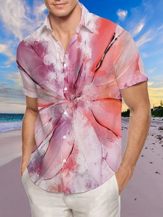 Farbverlauf Lässig Chemische Fasermischung Bluse Böhmisch Urlaub Kleidung für Herren